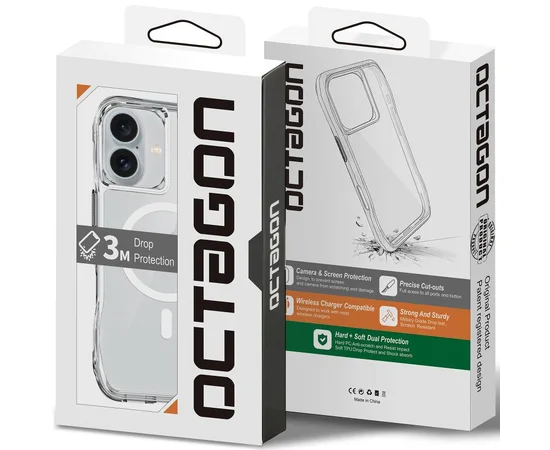 Чехол TPU Space Octagon with MagSafe для Apple iPhone 17 (6.3") Clear