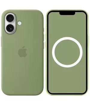 Чохол Silicone case (AAA) з Magsafe and Animation для Apple iPhone 17 (6.3") Light Moss