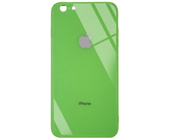 TPU+Glass чехол GLOSSY Logo Full camera (opp) для Apple iPhone 6/6s plus (5.5") Салатовый