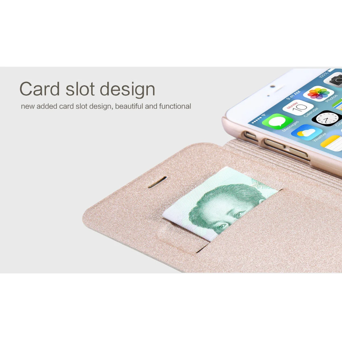 Шкіряний чохол (книжка) Nillkin Sparkle Series для Apple iPhone 6/6s plus (5.5") Золотий