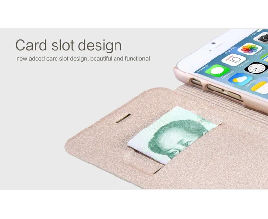 Кожаный чехол (книжка) Nillkin Sparkle Series для Apple iPhone 6/6s plus (5.5") Золотой