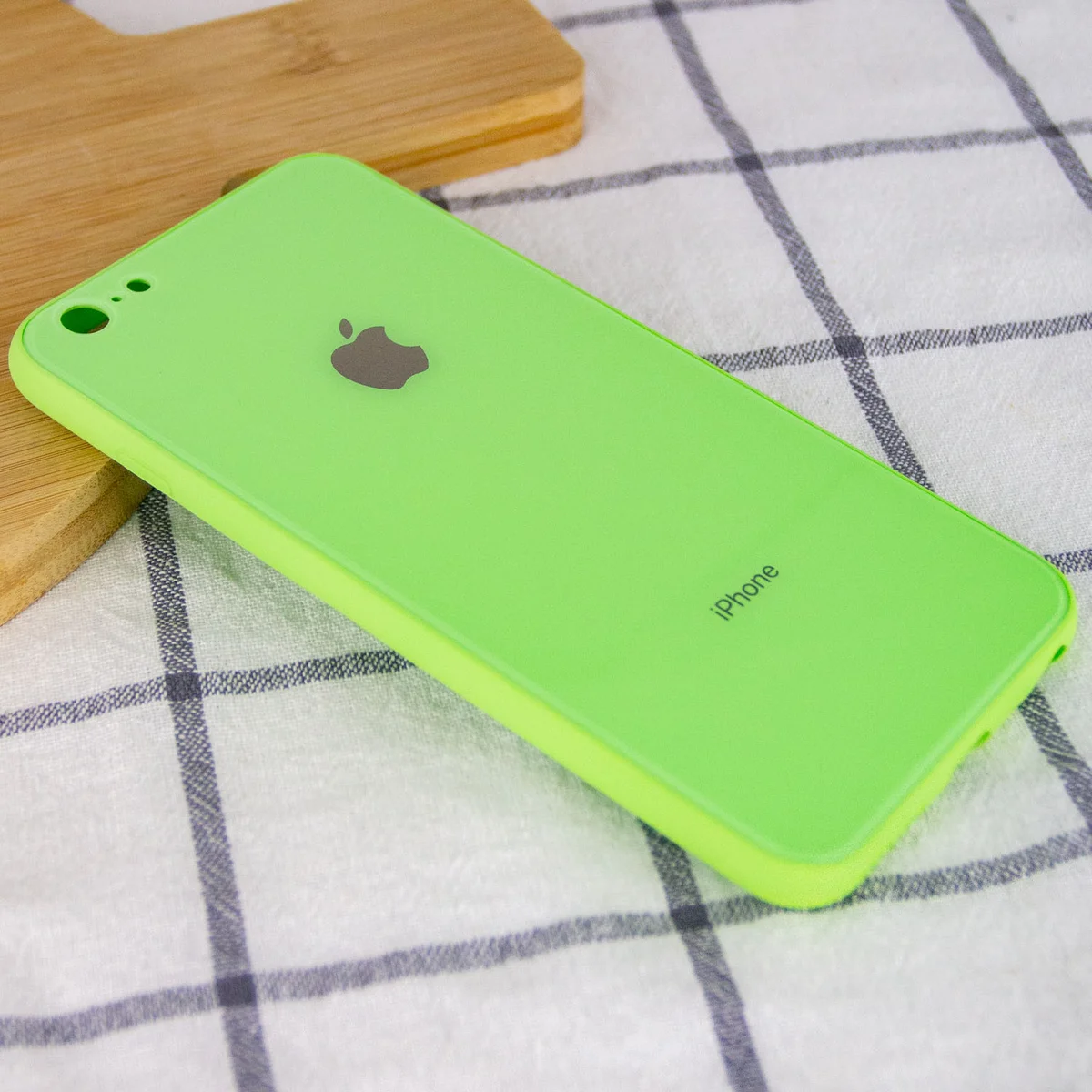 TPU + Glass чохол GLOSSY Logo Full camera (opp) для Apple iPhone 6 / 6s plus (5.5 ") Салатовий