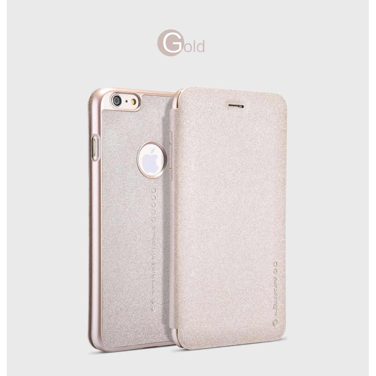 Кожаный чехол (книжка) Nillkin Sparkle Series для Apple iPhone 6/6s plus (5.5") Золотой