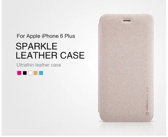 Кожаный чехол (книжка) Nillkin Sparkle Series для Apple iPhone 6/6s plus (5.5") Золотой
