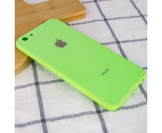 TPU+Glass чехол GLOSSY Logo Full camera (opp) для Apple iPhone 6/6s plus (5.5") Салатовый