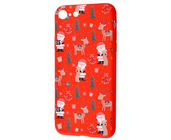 TPU чехол WAVE Fancy для Apple iPhone 6/6s (4.7") Santa Claus and Deer / Red