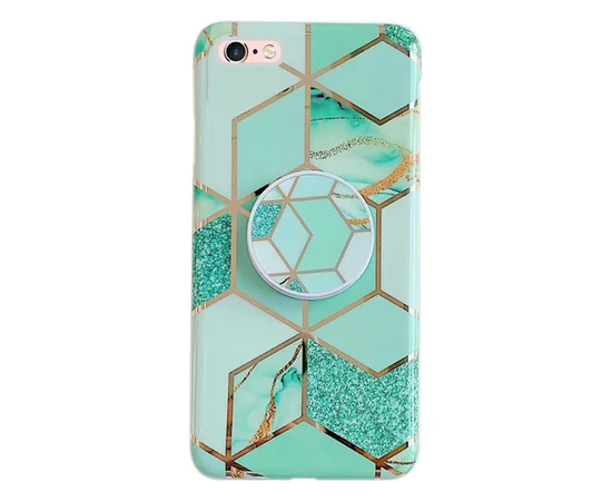 TPU Чехол Геометрия с держателем для телефона для Apple iPhone 6/6s (4.7") Бирюзовый