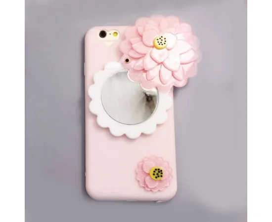 TPU чехол с зеркалом "Beauty flower" для Apple iPhone 6/6s (4.7") Розовый