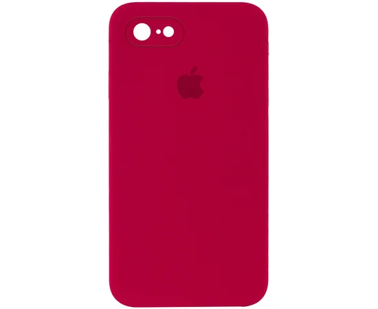 Чехол Silicone Case Square Full Camera Protective (AA) для Apple iPhone 6/6s (4.7") Красный / Rose Red
