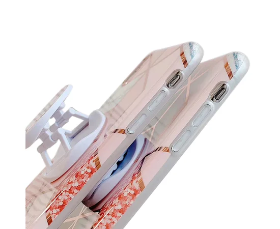 TPU Чехол Геометрия с держателем для телефона для Apple iPhone 6/6s (4.7") Розовый