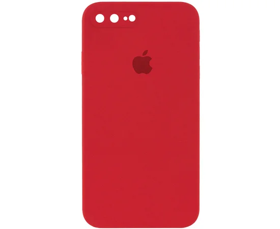 Чехол Silicone Case Square Full Camera Protective (AA) для Apple iPhone 7 plus / 8 plus (5.5") Красный / Camellia