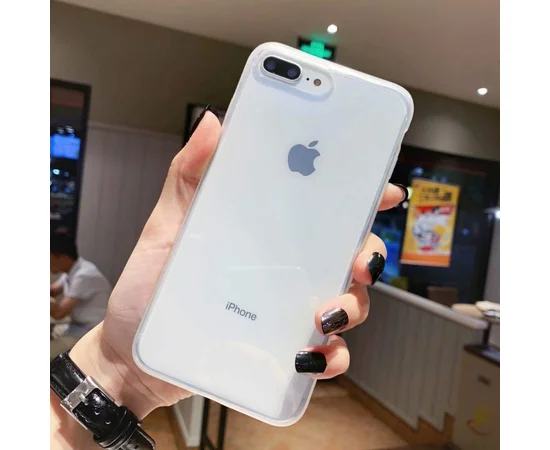 Прозрачный силиконовый чехол с матовой окантовкой для Apple iPhone 7 plus / 8 plus (5.5") Прозрачный