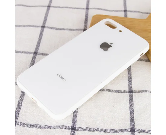 TPU+Glass чехол GLOSSY Logo Full camera для Apple iPhone 7 plus / 8 plus (5.5") Белый