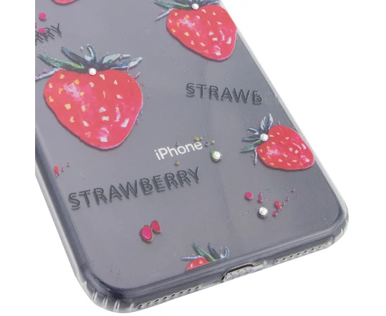 TPU чехол Luxury Diamond full protective для Apple iPhone 7 plus / 8 plus (5.5") Прозрачный / Клубника