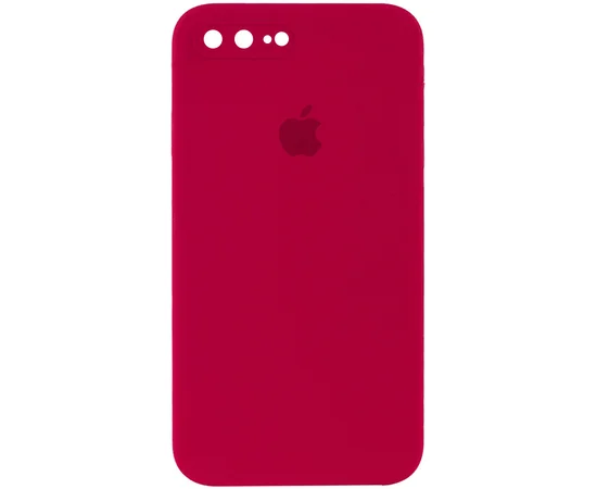 Чехол Silicone Case Square Full Camera Protective (AA) для Apple iPhone 7 plus / 8 plus (5.5") Красный / Rose Red