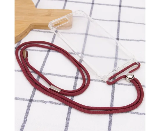 Чехол TPU Crossbody Transparent для Apple iPhone 7 plus / 8 plus (5.5") Красно-Коричневый