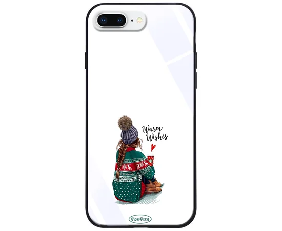 TPU+Glass чехол ForFun для Apple iPhone 7 plus / 8 plus (5.5") Warm Wishes / Белый