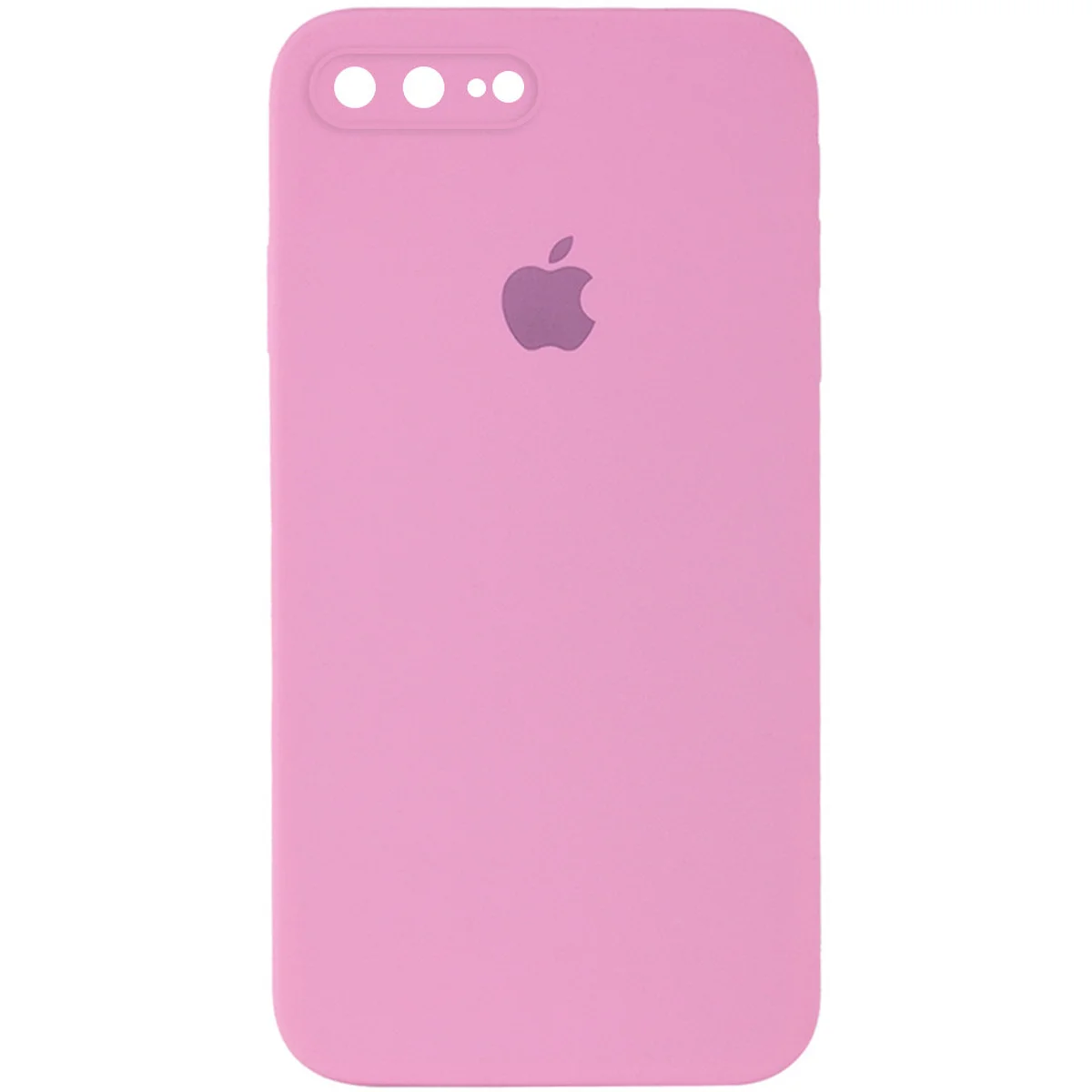 Чехол Silicone Case Square Full Camera Protective (AA) для Apple iPhone 7 plus / 8 plus (5.5") Розовый / Light pink