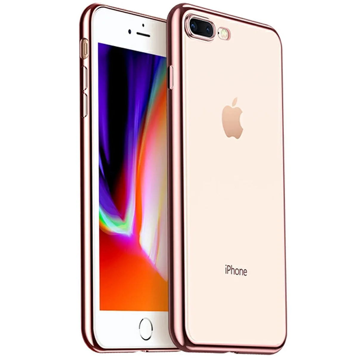 Прозрачный силиконовый чехол с глянцевой окантовкой Full Camera для Apple iPhone 7 plus/8 plus (5.5) Rose Gold