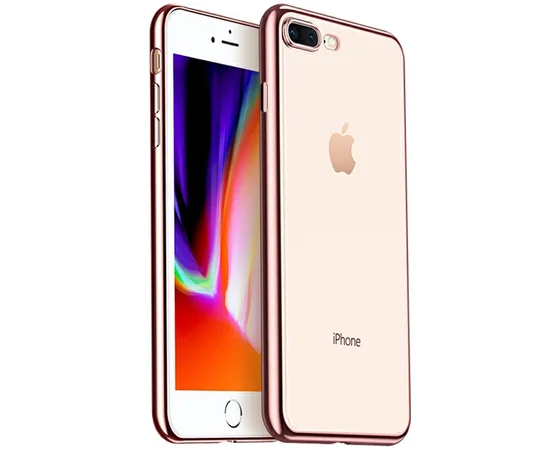 Прозрачный силиконовый чехол с глянцевой окантовкой Full Camera для Apple iPhone 7 plus/8 plus (5.5) Rose Gold