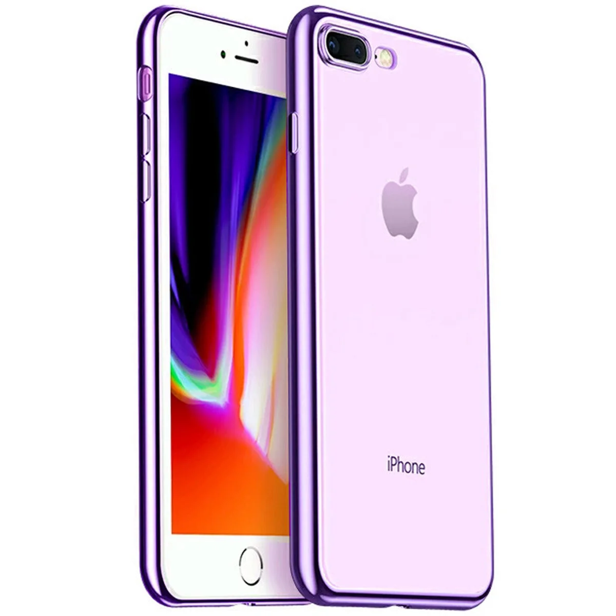 Прозрачный силиконовый чехол с глянцевой окантовкой Full Camera для Apple iPhone 7 plus/8 plus (5.5) Сиреневый