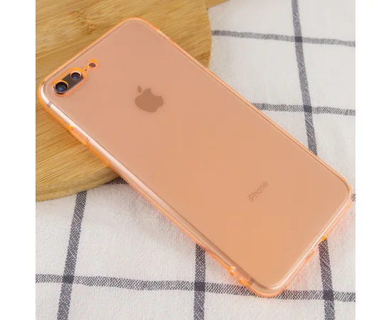 Матовый полупрозрачный TPU чехол с защитой камеры для Apple iPhone 7 plus / 8 plus (5.5") Оранжевый / Orange