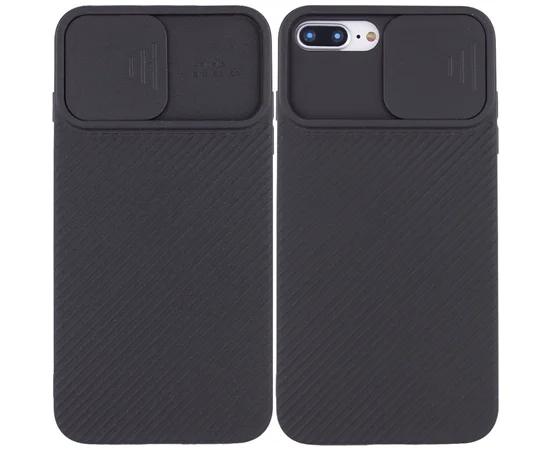 Чехол Camshield Square TPU со шторкой для камеры для Apple iPhone 7 plus / 8 plus (5.5") Черный