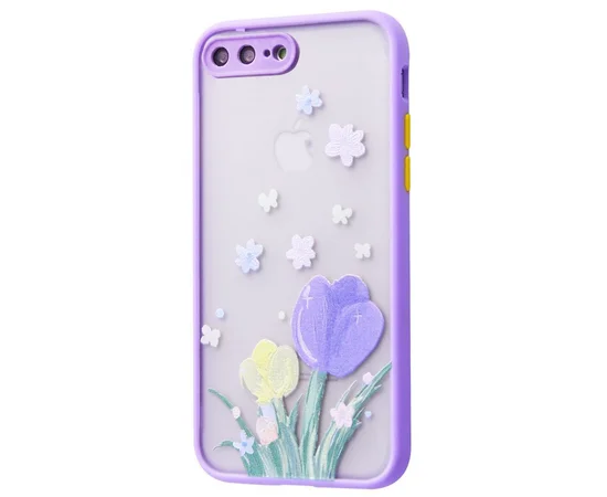 TPU+PC чехол Picture Color Buttons для Apple iPhone 7 plus / 8 plus (5.5") Сиреневый / Цветы