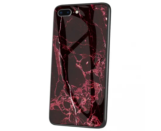 TPU+Glass чехол Luxury Marble для Apple iPhone 7 plus / 8 plus (5.5") Марсала / Бордовый