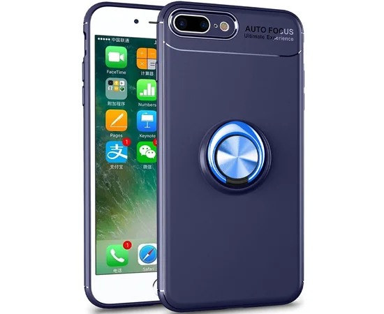 TPU чехол Deen ColorRing под магнитный держатель (opp) для Apple iPhone 7 plus / 8 plus (5.5") Синий / Синий