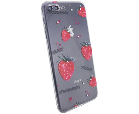 TPU чехол Luxury Diamond full protective для Apple iPhone 7 plus / 8 plus (5.5") Прозрачный / Клубника