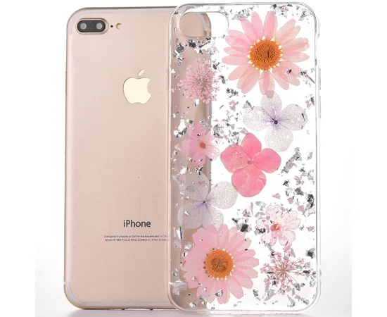 TPU чехол "Flowers and tinsel " для Apple iPhone 7 plus / 8 plus (5.5") Маргаритки нежно розовые