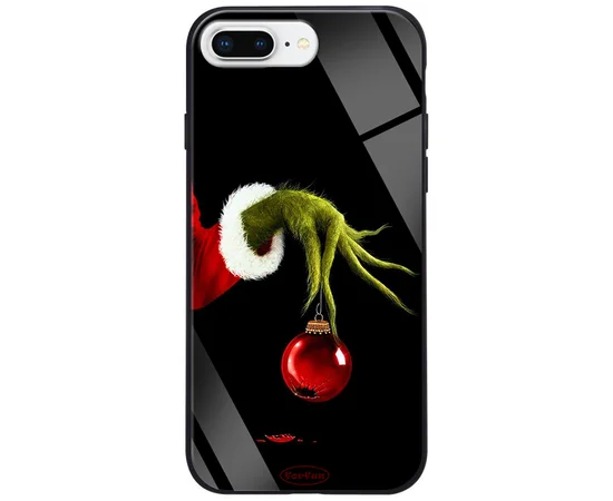 TPU+Glass чехол ForFun для Apple iPhone 7 plus / 8 plus (5.5") Гринч и елочная игрушка / Черный