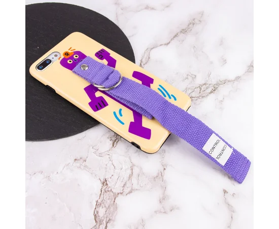 Чехол Funny Holder с цветным ремешком для Apple iPhone 7 plus / 8 plus (5.5") Желтый / Фиолетовый