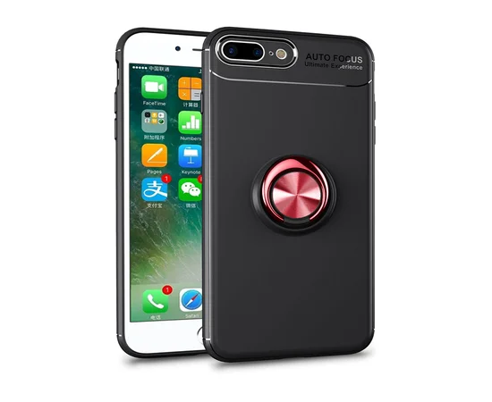 TPU чехол Deen ColorRing под магнитный держатель для Apple iPhone 7plus/8 plus(5.5") Черный / Красный