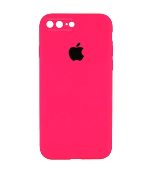 Чехол Silicone Case Square Full Camera Protective (AA) для Apple iPhone 7 plus / 8 plus (5.5") Розовый / Barbie pink