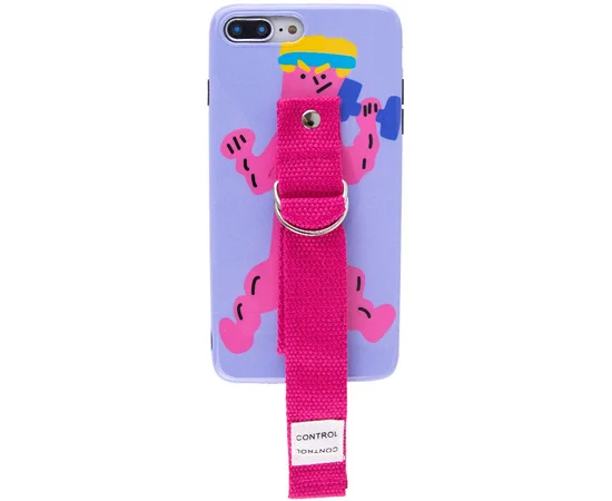 Чехол Funny Holder с цветным ремешком для Apple iPhone 7 plus / 8 plus (5.5") Фиолетовый / Малиновый