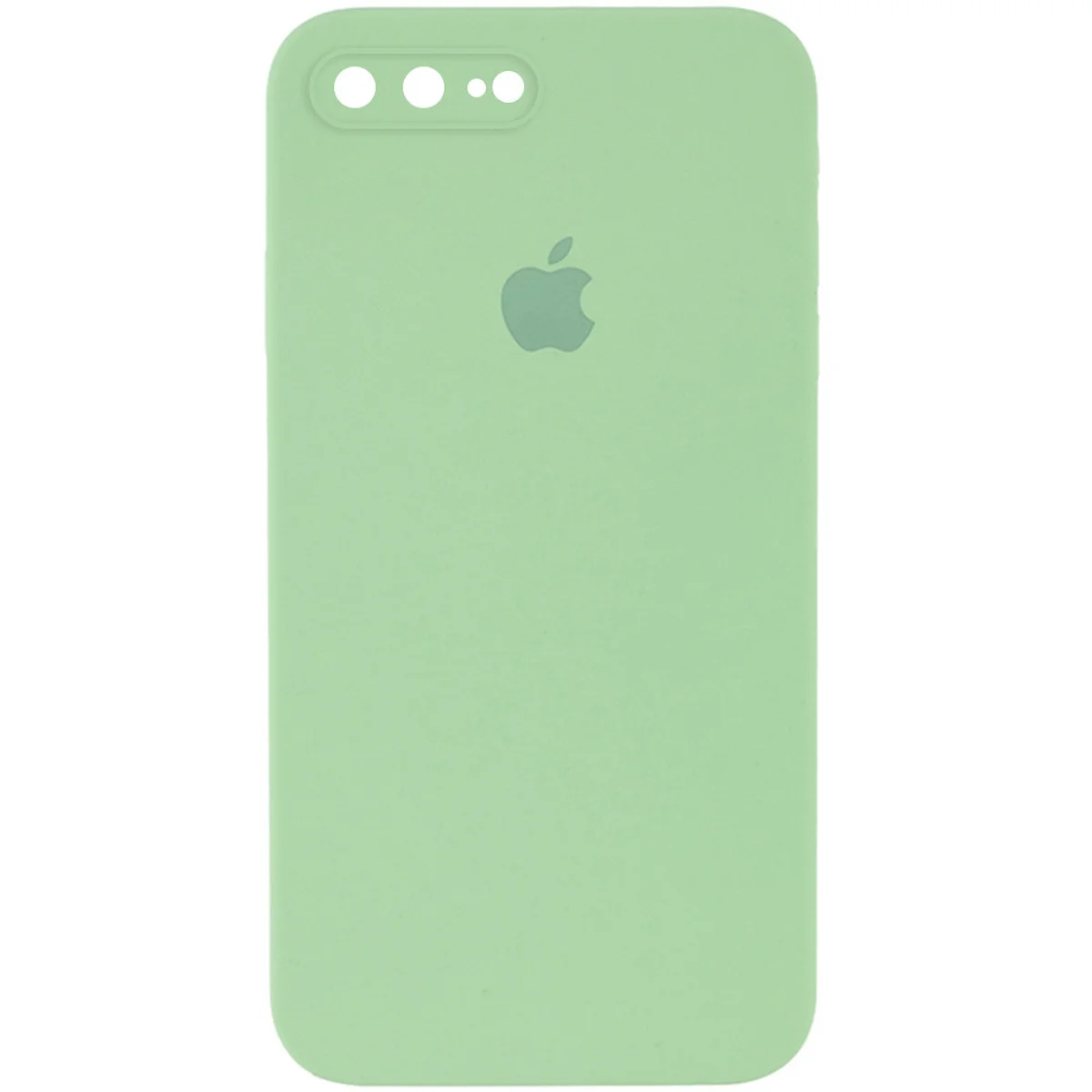 Чехол Silicone Case Square Full Camera Protective (AA) для Apple iPhone 7 plus / 8 plus (5.5") Мятный / Mint