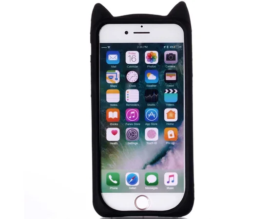 Силиконовая накладка 3D Cat для Apple iPhone 7 plus / 8 plus (5.5") Черный