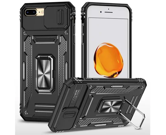 Удароміцний чохол Camshield Army Ring для Apple iPhone 7 plus / 8 plus (5.5") Чорний / Black