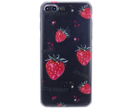 TPU чехол Luxury Diamond full protective для Apple iPhone 7 plus / 8 plus (5.5") Прозрачный / Клубника