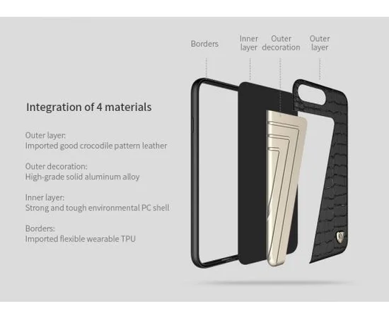 Кожаная накладка Nillkin Hybrid Series для Apple iPhone 7 plus / 8 plus (5.5") Черный / Золотой
