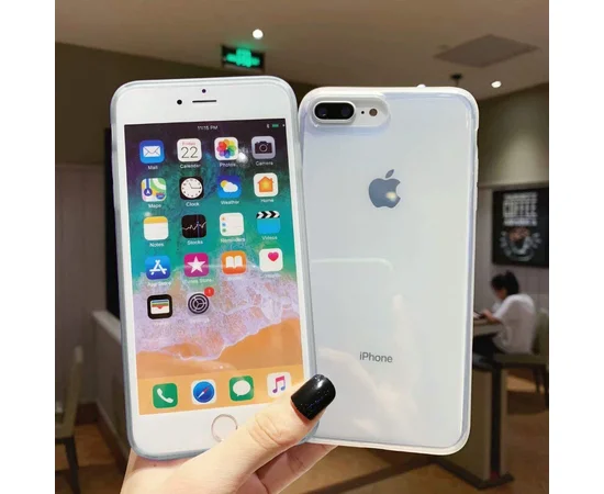Прозрачный силиконовый чехол с матовой окантовкой для Apple iPhone 7 plus / 8 plus (5.5") Прозрачный