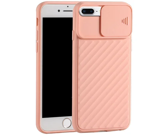 Чехол Camshield TPU со шторкой защищающей камеру для Apple iPhone 6 plus / 7 plus / 8 plus (5.5") Розовый / Pink Sand