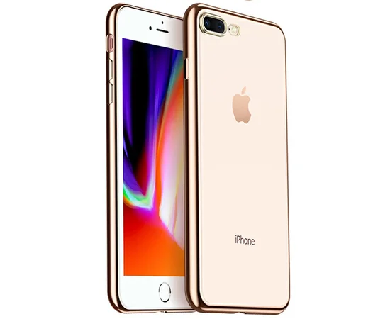 Прозрачный силиконовый чехол с глянцевой окантовкой Full Camera для Apple iPhone 7 plus/8 plus (5.5) Золотой