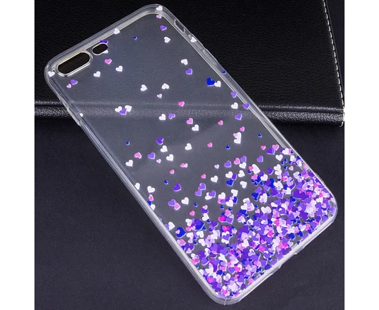 TPU чехол Hearts color для Apple iPhone 7 plus / 8 plus (5.5") Розовый / Сиреневый