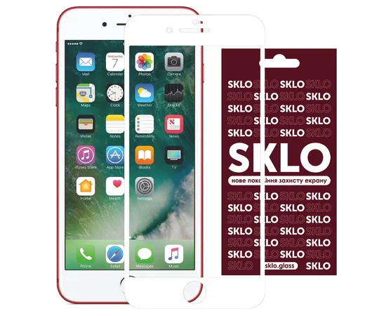 Защитное стекло SKLO 3D (full glue) для Apple iPhone 7 plus / 8 plus (5.5") Белый