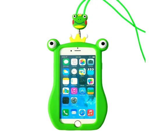 Фактурный силиконовый чехол Funny ART 3D с игрушкой для Apple iPhone 7 plus / 8 plus (5.5") Лягушка зеленая