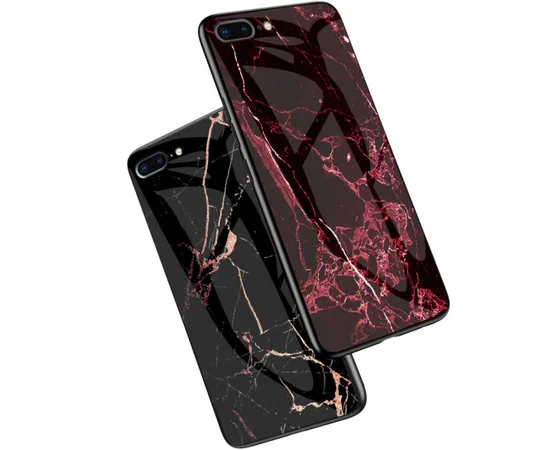 TPU+Glass чехол Luxury Marble для Apple iPhone 7 plus / 8 plus (5.5") Марсала / Бордовый