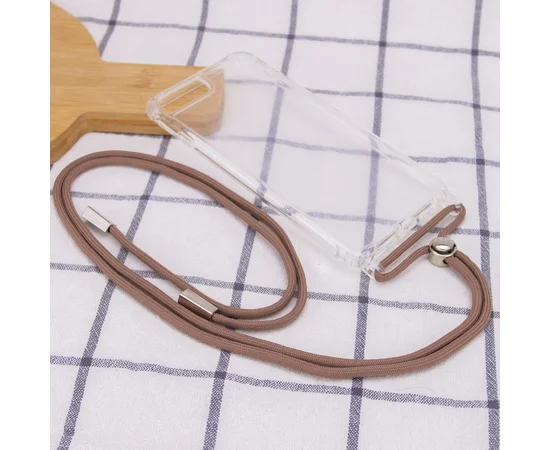 Чехол TPU Crossbody Transparent для Apple iPhone 7 plus / 8 plus (5.5") Бледно-коричневый